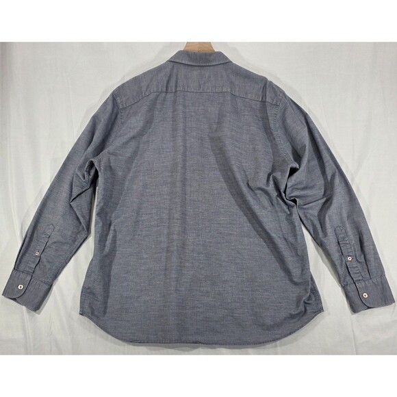 UNTUCKit Shirt Mens Long Sleeve Button Up Cotton Micro Print Blue Gray Size 2XL - Picture 2 of 12